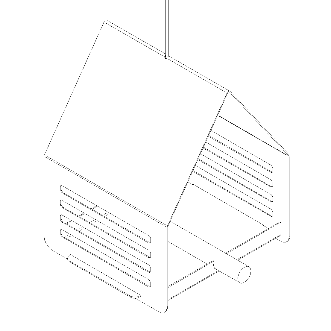 Vogelvoederhuis SYLVA – cortenstalen hangend vogelhuis met RVS haak