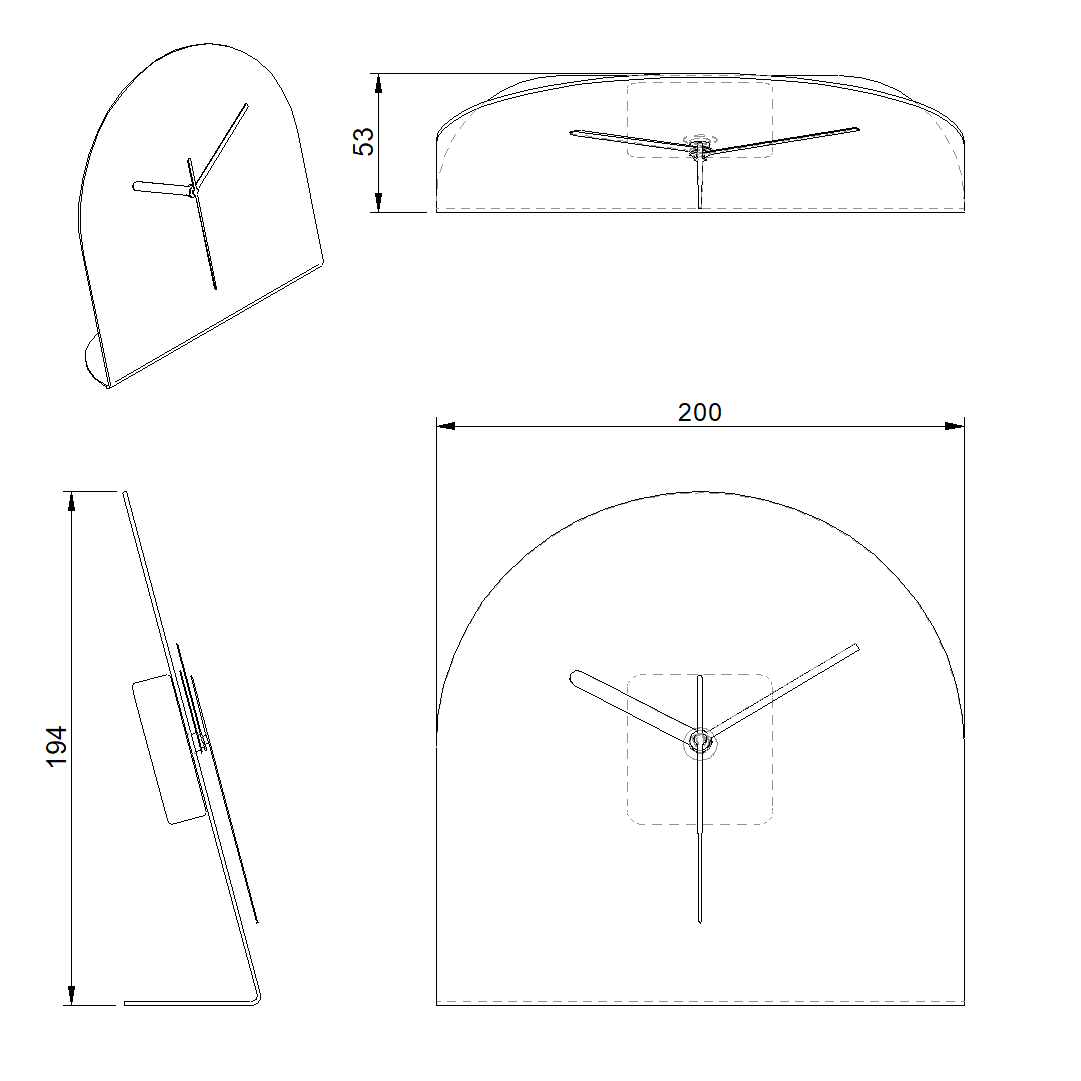Stalen tafelklok BURGL in kleurcoating, minimalistisch Nederlands design