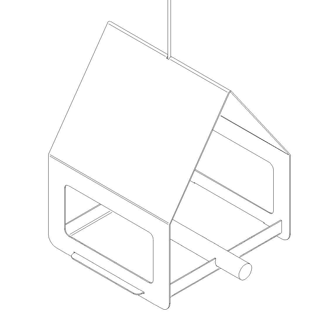 Vogelvoederhuis CELA – cortenstalen hangend vogelhuis met RVS haak