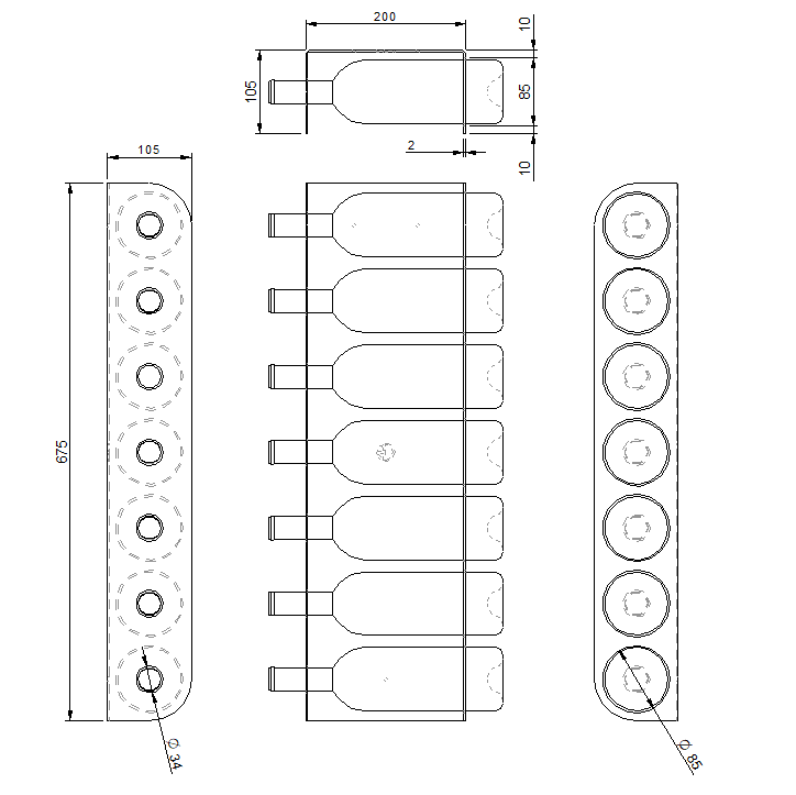 Wijnrek EXTRAVINO van staal met poedercoating, modern en strak ontwerp voor het opbergen van wijnflessen.
