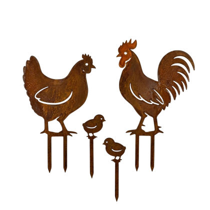 CHICKEN FAMILY garden stake