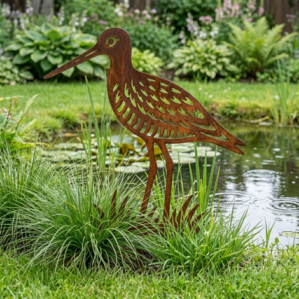 Tuinsteker GRUTTO van Stalen Design, cortenstalen grutto tuindecoratie met grondpinnen voor plaatsing in de tuin.