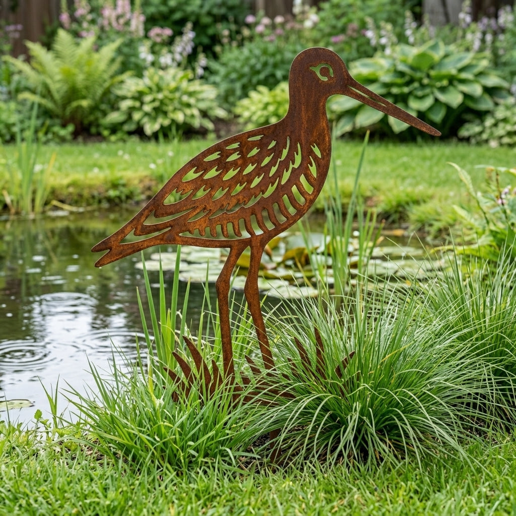 Tuinsteker GRUTTO van Stalen Design, cortenstalen grutto tuindecoratie met grondpinnen voor plaatsing in de tuin.