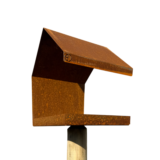 Vogelvoederhuis FALCON – cortenstalen paalmodel vogelhuis