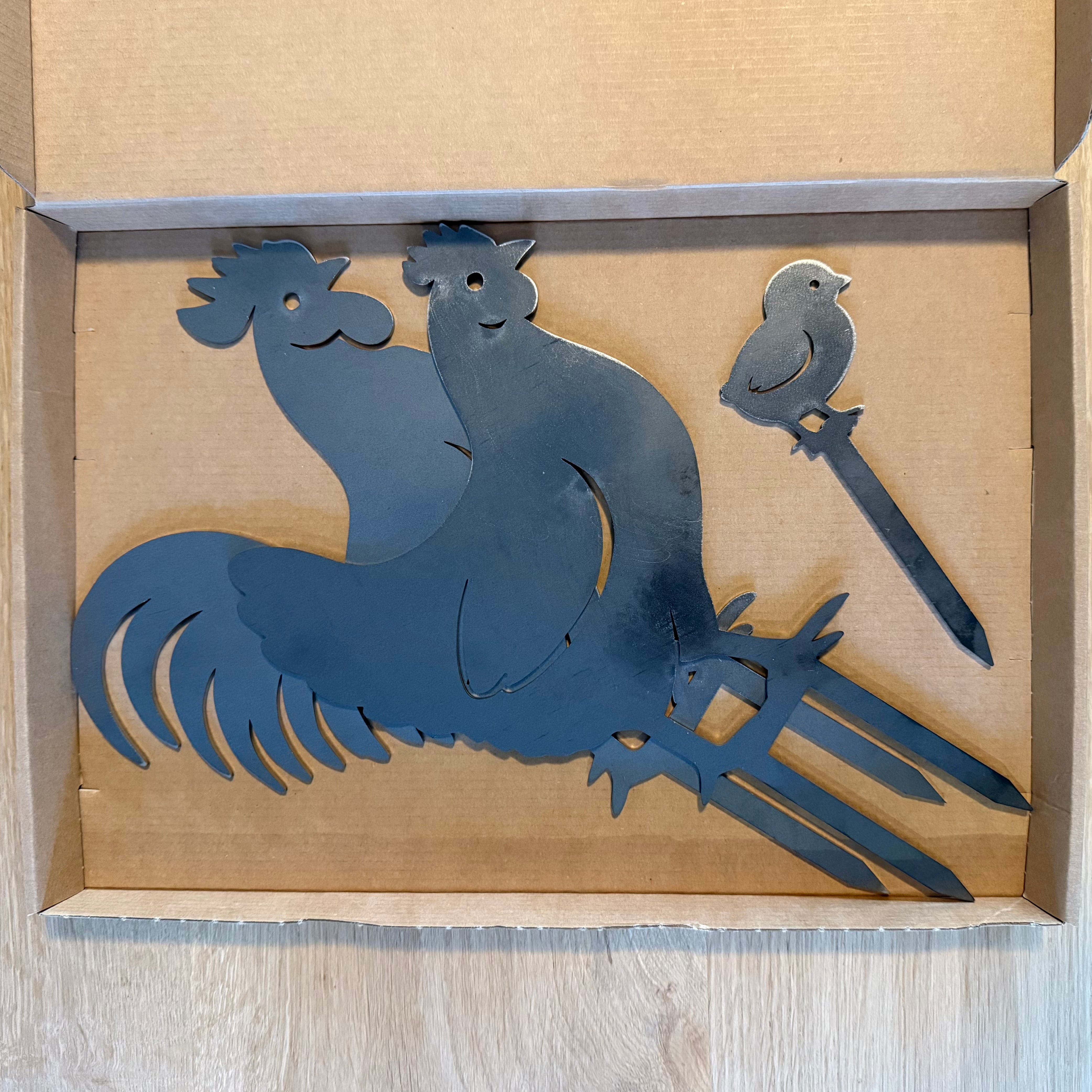 Tuinsteker KIPFAM – kippenfamilie tuinstekers van cortenstaal