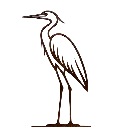 Tuinsteker HERON – reiger van cortenstaal voor bij vijver of gras