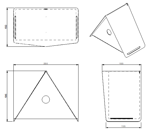 Vogelhuis NEBULA – cortenstalen wandvogelhuis, schaduwlocatie aanbevolen