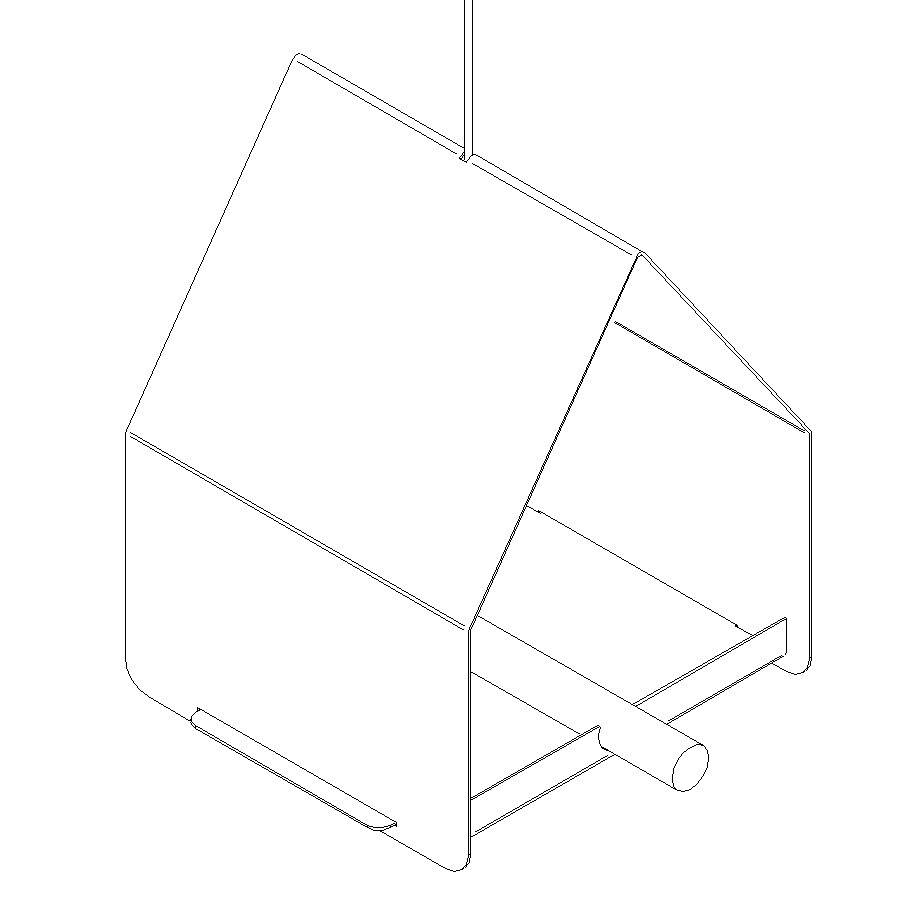 Vogelvoederhuis SINA – cortenstalen hangend vogelhuis met RVS haak