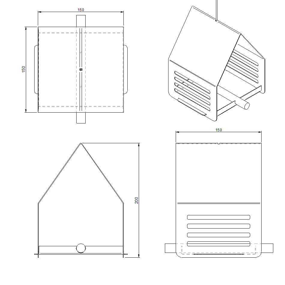 Vogelvoederhuis SYLVA – cortenstalen hangend vogelhuis met RVS haak