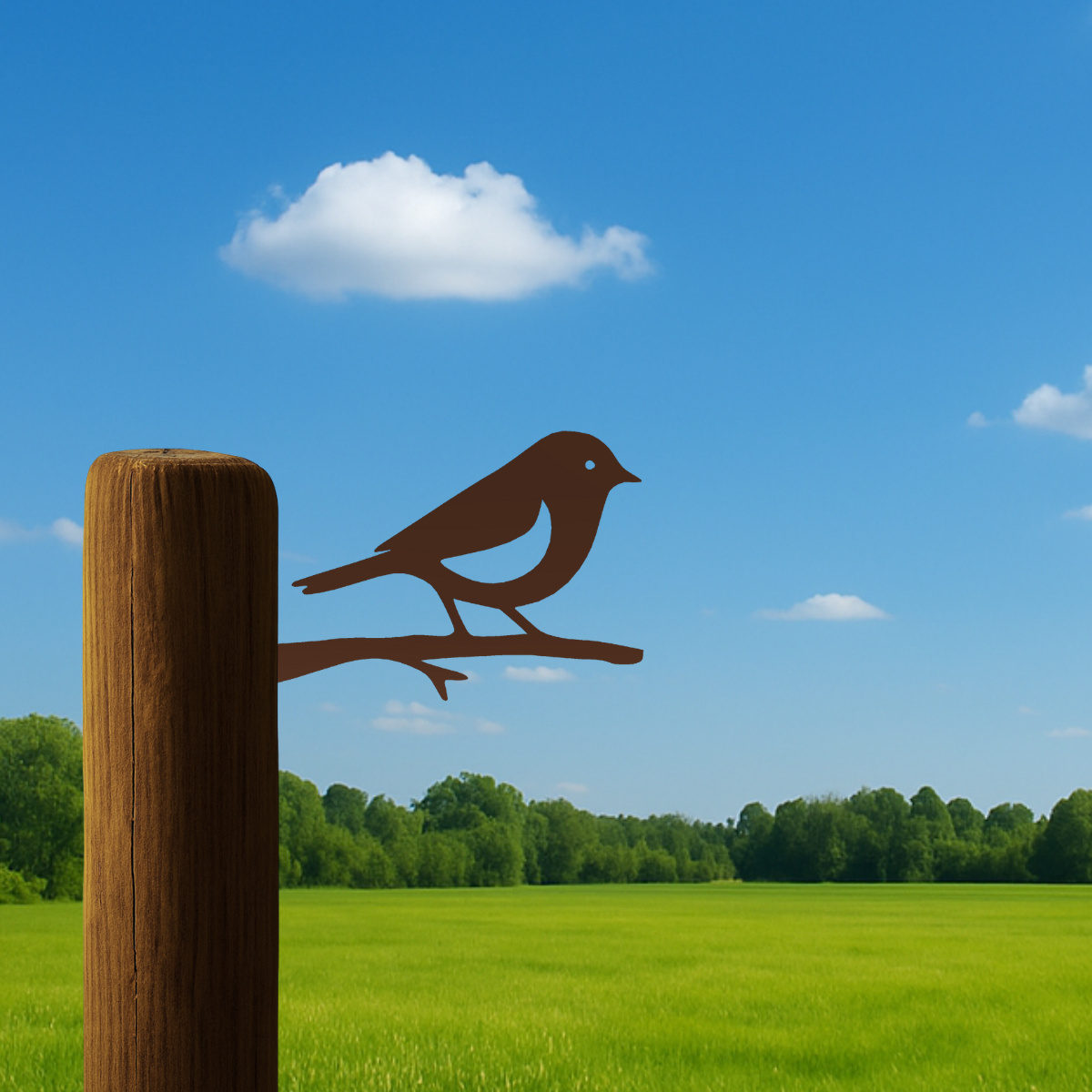 Tuinvorm RUDZIK – vogel op tak van cortenstaal, boomdecoratie