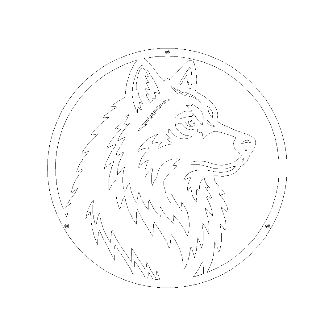 Wanddecoratie HUSKY van cortenstaal met wolf, ronde muurdecoratie voor buiten