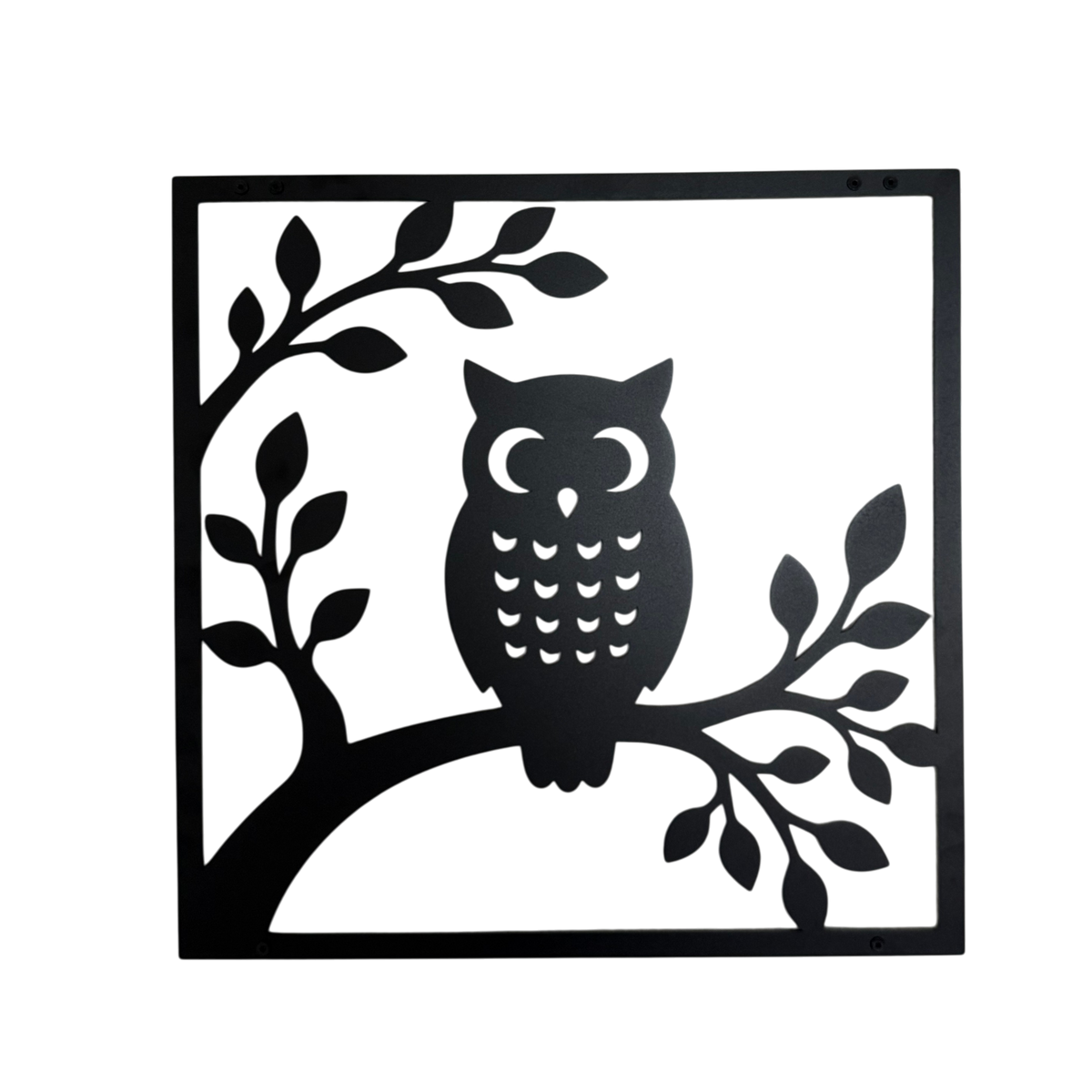 Productfoto van stalen Wanddecoratie OWL met uil en bladeren