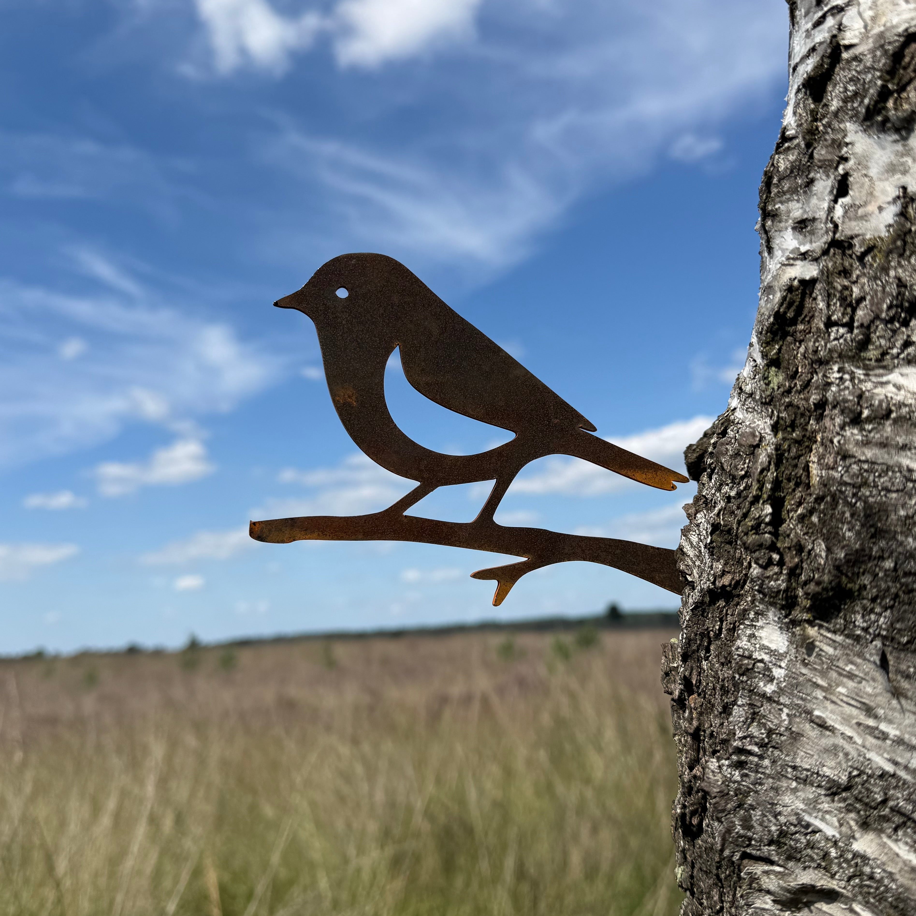 Tuinvorm RUDZIK – vogel op tak van cortenstaal, boomdecoratie