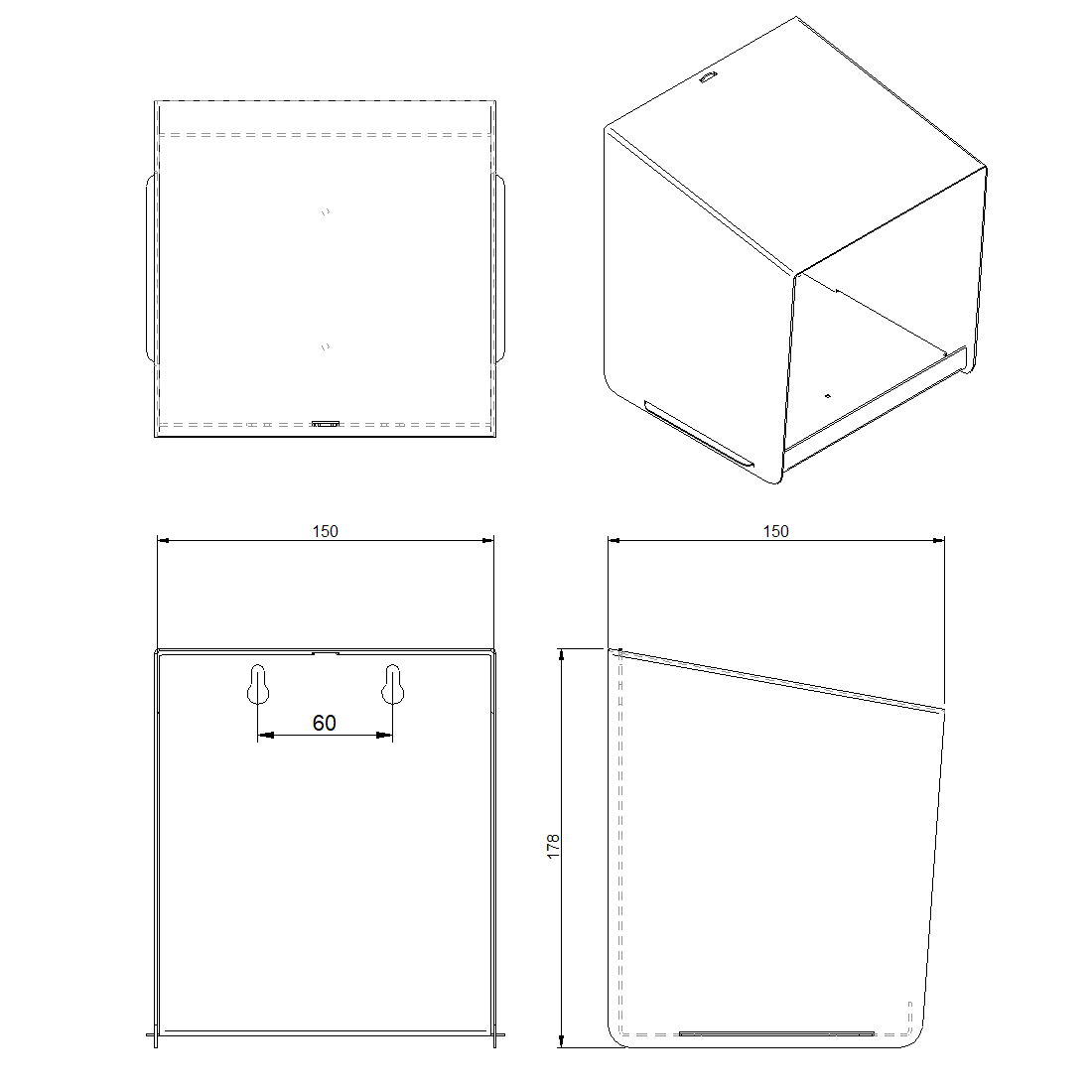 Vogelvoederhuis CHIRP – vierkant wandvoederhuisje 18x15x15 cm