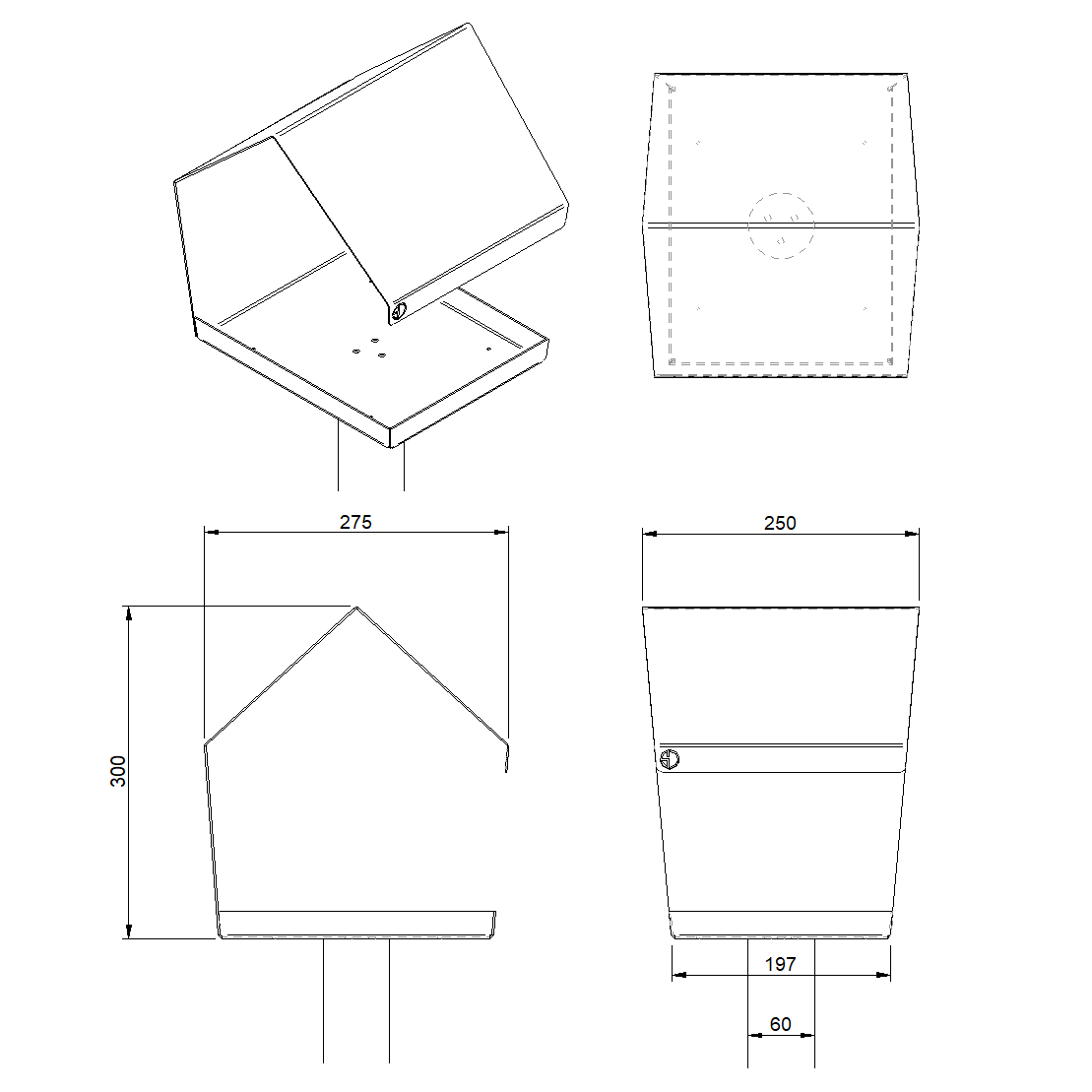 Vogelvoederhuis FALCON – cortenstalen paalmodel vogelhuis