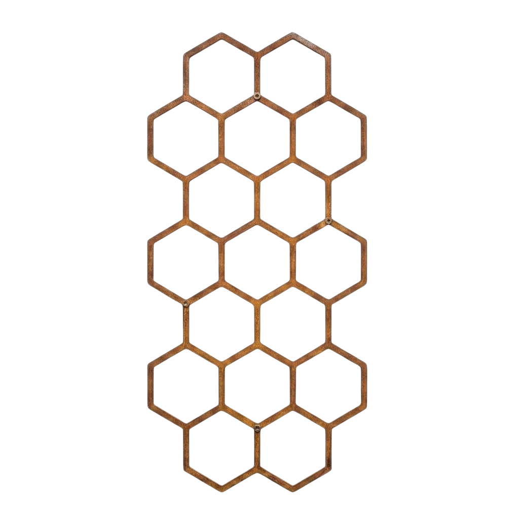 Klimplantrek HEXOn gemaakt van cortenstaal in hexagon motief