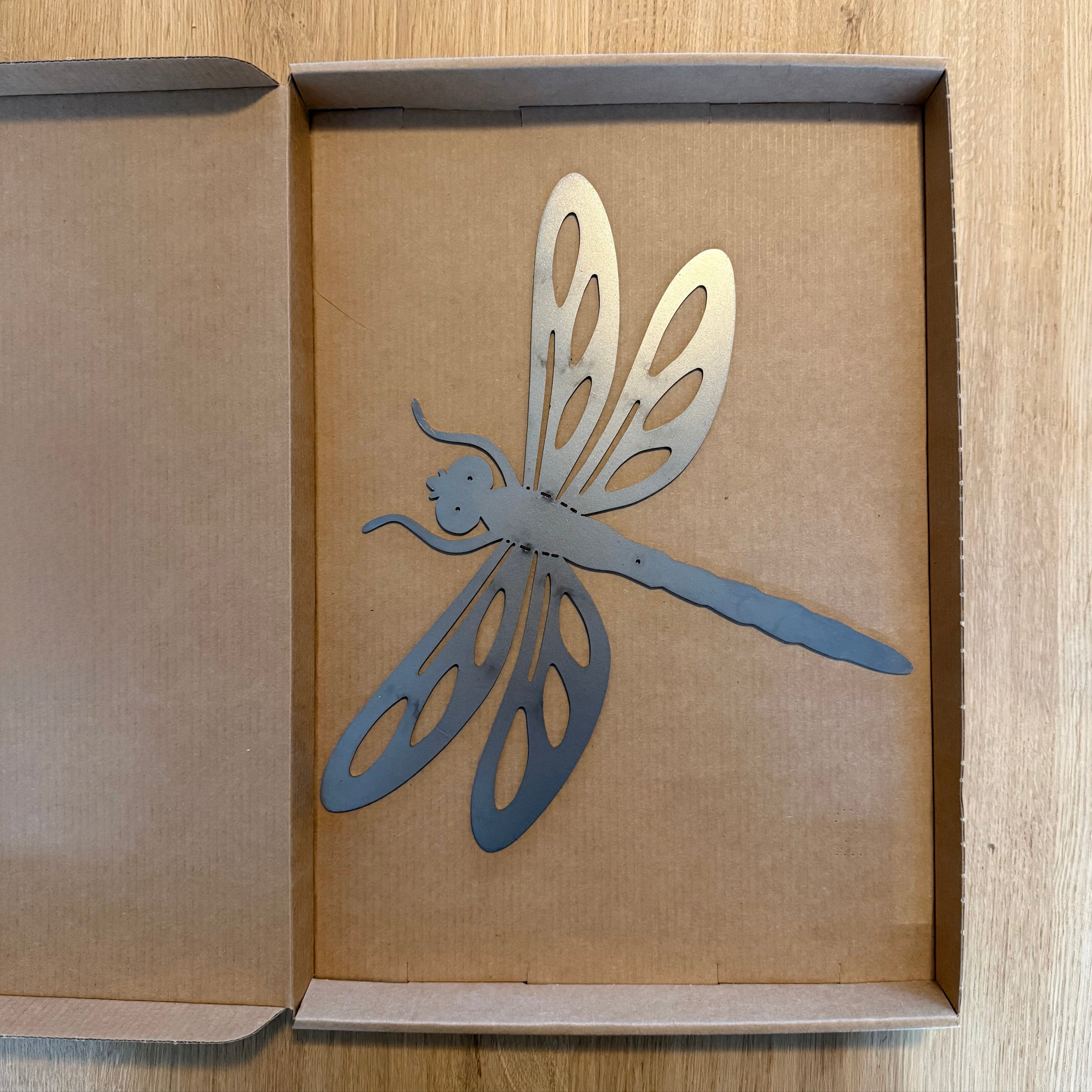 Grote cortenstalen libelle voor aan de wand, Tuinvorm DRAGONFLY van Stalen Design