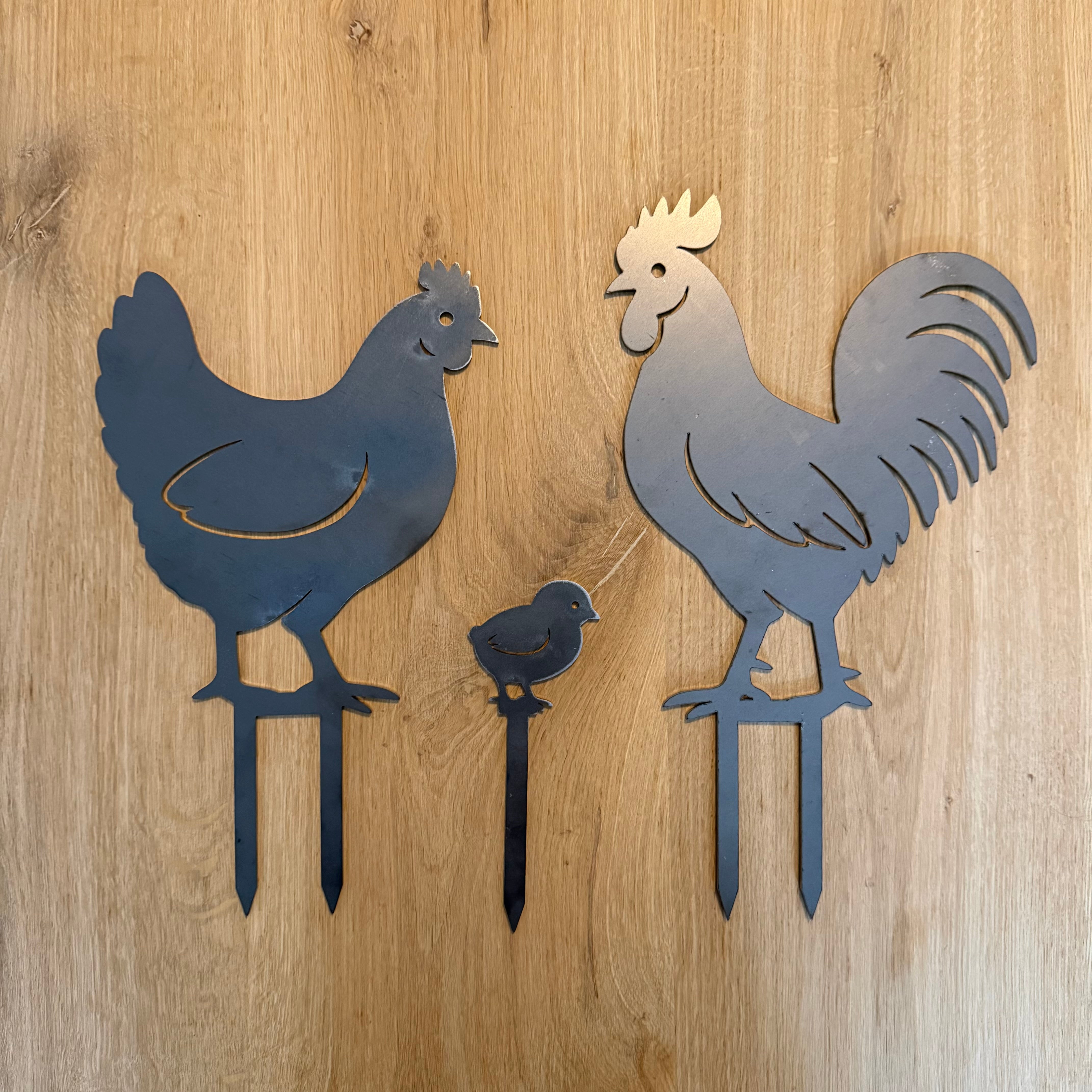 Tuinsteker KIPFAM – kippenfamilie tuinstekers van cortenstaal