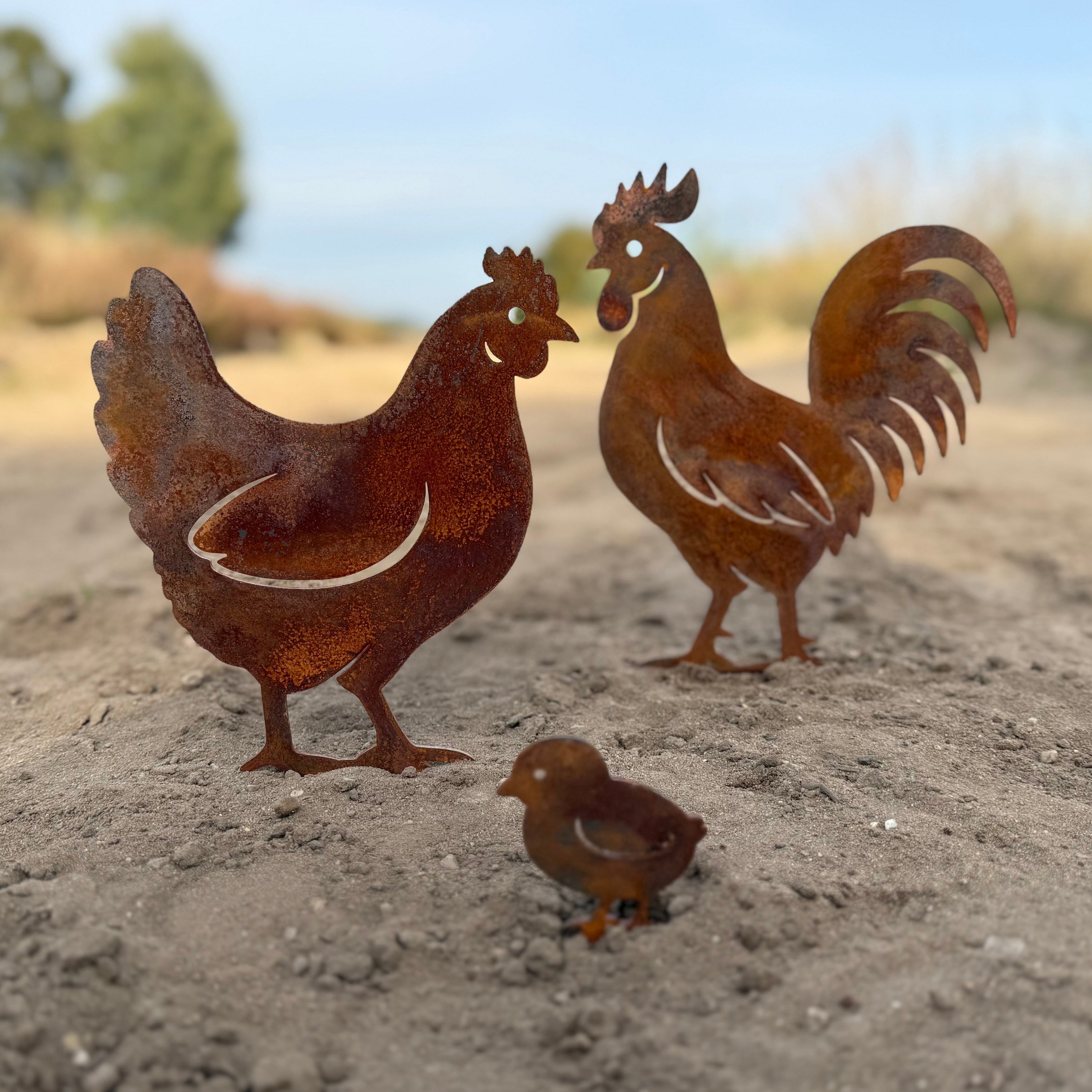 Tuinsteker KIPFAM – kippenfamilie tuinstekers van cortenstaal