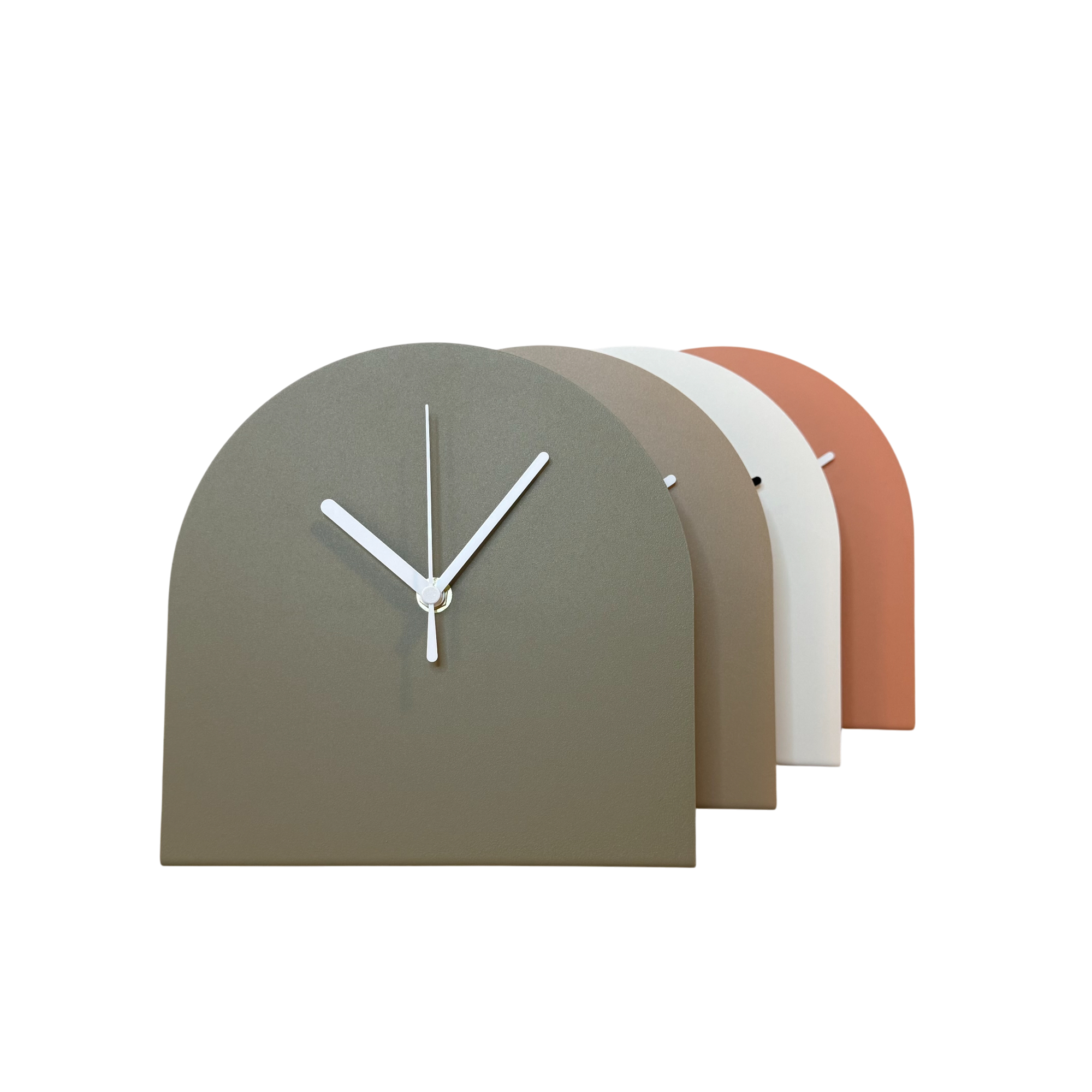 Stalen tafelklok BURGL in kleurcoating, minimalistisch Nederlands design