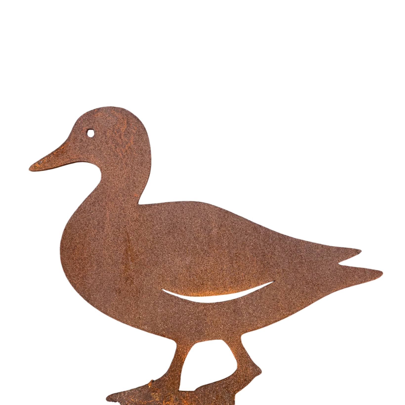 Tuinsteker QUACK van cortenstaal in de vorm van een eend