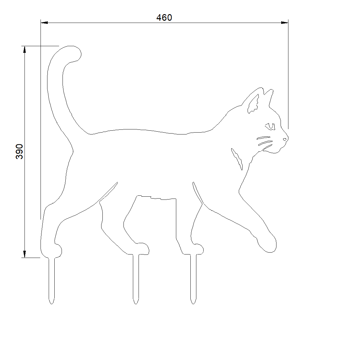 Tuinsteker LYNX van Stalen Design, lopende kat van 3 mm cortenstaal met snorharen en speelse staart.