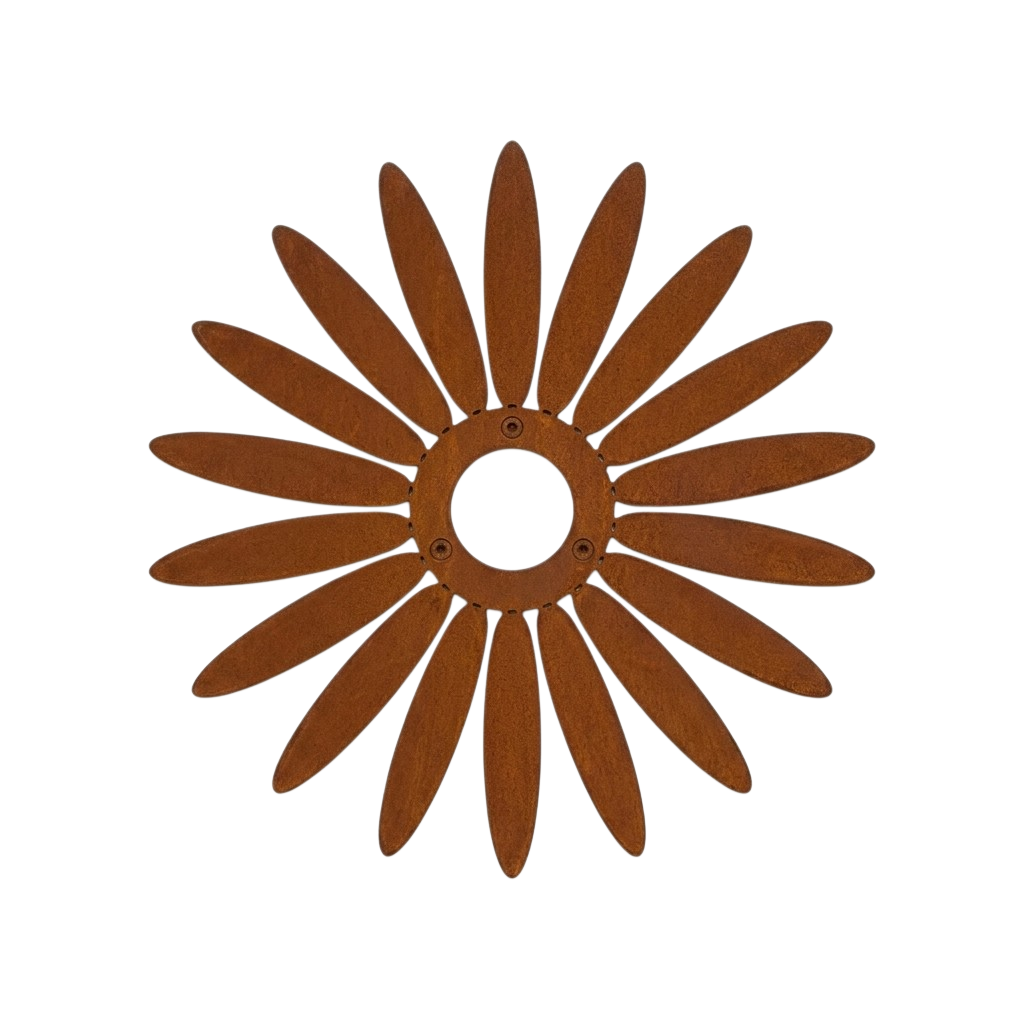 Wanddecoratie MARGA van cortenstaal met bloemmotief, ronde wanddecoratie Ø 450 mm voor gevel, tuinmuur of schutting