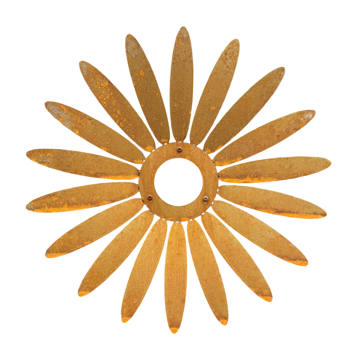 Wanddecoratie MARGA van cortenstaal met bloemmotief, ronde wanddecoratie Ø 450 mm voor gevel, tuinmuur of schutting
