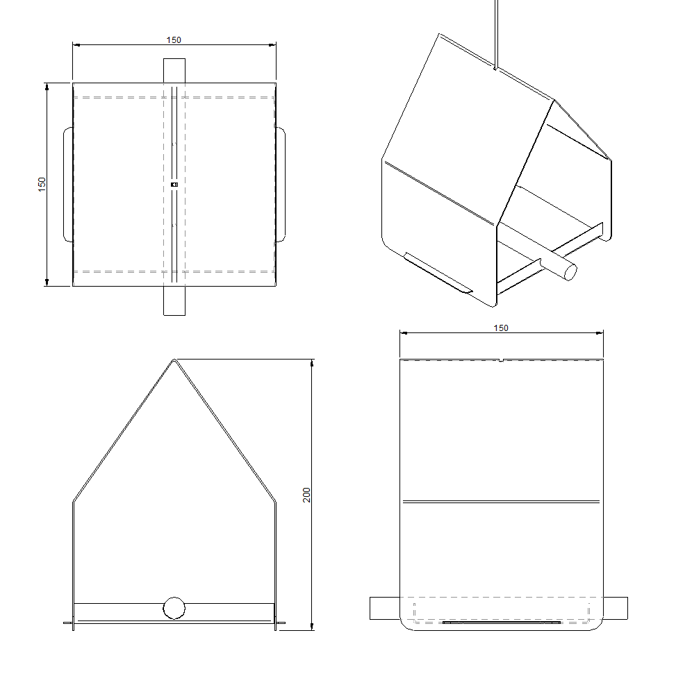 Vogelvoederhuis SINA– cortenstalen hangend vogelhuis met RVS haak