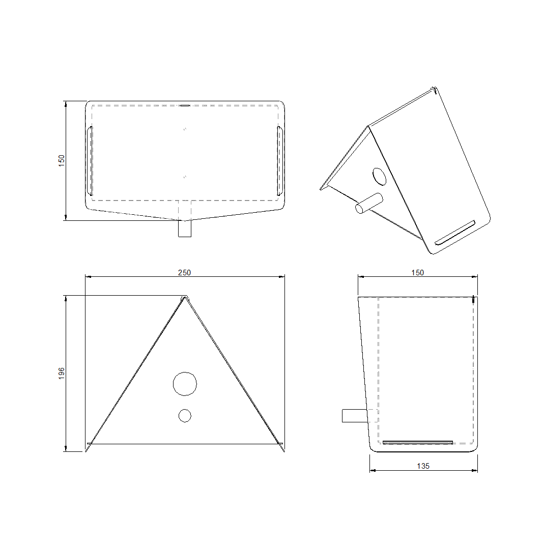 Vogelhuis UPSILON – wandvogelhuis met zitstokje en schaduwadvies